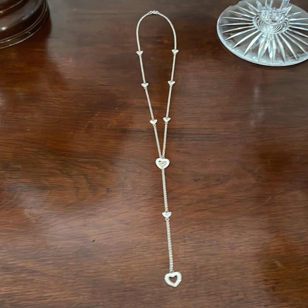 Tiffany sterling silver chain of hearts .clasp closed 13 inch drop .